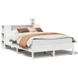 Berkfield Home Bookcase Bed without Mattress White 135x190 cm Double Solid Wood Pine - thumbnail 2