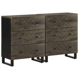 Berkfield Home Sideboards 2 pcs Black 60x33x75 cm Solid Wood Mango - Size: 60 x 33 x 75 cm - thumbnail 2