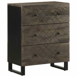 Berkfield Home Sideboards 2 pcs Black 60x33x75 cm Solid Wood Mango - Size: 60 x 33 x 75 cm - thumbnail 1