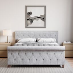 Home Discount Vida Designs Vittorio Double Bed Frame (Crushed Velvet Silver, Light Grey Velvet, Light Grey Linen) Bedroom Furniture - thumbnail 7
