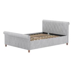 Home Discount Vida Designs Vittorio Double Bed Frame (Crushed Velvet Silver, Light Grey Velvet, Light Grey Linen) Bedroom Furniture - thumbnail 8