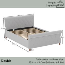 Home Discount Vida Designs Vittorio Double Bed Frame (Crushed Velvet Silver, Light Grey Velvet, Light Grey Linen) Bedroom Furniture - thumbnail 2