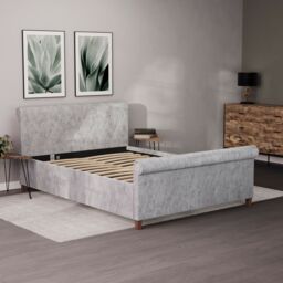 Home Discount Vida Designs Vittorio Double Bed Frame (Crushed Velvet Silver, Light Grey Velvet, Light Grey Linen) Bedroom Furniture - thumbnail 3