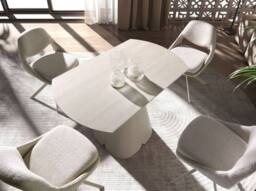 Angel Cerda Fabric Swivel Dining Chair with Stainless Steel Legs in White - thumbnail 7