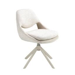 Angel Cerda Fabric Swivel Dining Chair with Stainless Steel Legs in White - thumbnail 1