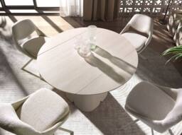 Angel Cerda Fabric Swivel Dining Chair with Stainless Steel Legs in White - thumbnail 6