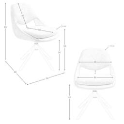 Angel Cerda Fabric Swivel Dining Chair with Stainless Steel Legs in White - thumbnail 8