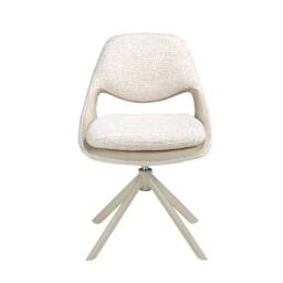 Angel Cerda Fabric Swivel Dining Chair with Stainless Steel Legs in White - thumbnail 2
