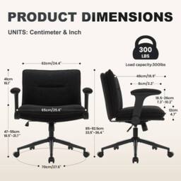 FLAVORA Black Adjustable Fabric Accent Chair Wheels - Size: 0.6m2 - thumbnail 2