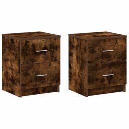 Berkfield Home Bedside Cabinets 2 pcs with 2 Drawers Smoked Oak 40x36x50 cm in White - Size: 40 x 36 x 50 cm - thumbnail 2