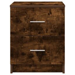 Berkfield Home Bedside Cabinets 2 pcs with 2 Drawers Smoked Oak 40x36x50 cm in White - Size: 40 x 36 x 50 cm - thumbnail 3