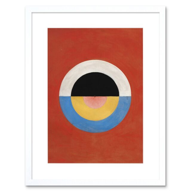 "Artery8 Wall Art Print Hilma Af Klint Svanen Abstract Circles Artwork Framed 9X7 Inch in White - Size: W7"" x H9""" - image 1