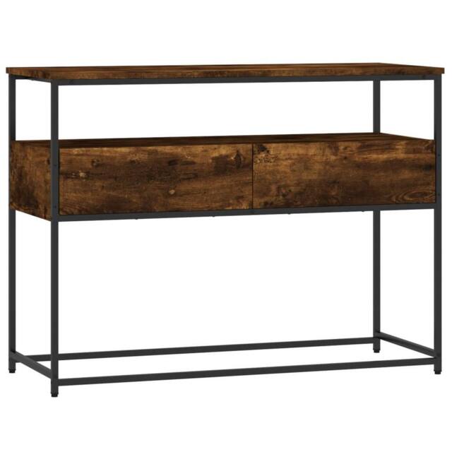 Berkfield Home Console Table Smoked Oak 100x40x75 cm Engineered Wood in Brown - Size: 100 x 40 x 75 cm - image 1