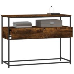 Berkfield Home Console Table Smoked Oak 100x40x75 cm Engineered Wood in Brown - Size: 100 x 40 x 75 cm - thumbnail 4