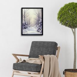"Artery8 Wall Art Print Snowed In Again Winter Tranquil Landscape Art Framed in Black - Size: W12"" x H16""" - thumbnail 2