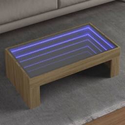 Berkfield Home Coffee Table with Infinity LED Sonoma Oak 90x50x30 cm in Light Tan - Size: 90 x 50 x 30 cm - thumbnail 2