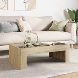 Berkfield Home Coffee Table with Infinity LED Sonoma Oak 90x50x30 cm in Light Tan - Size: 90 x 50 x 30 cm - thumbnail 4