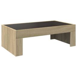 Berkfield Home Coffee Table with Infinity LED Sonoma Oak 90x50x30 cm in Light Tan - Size: 90 x 50 x 30 cm - thumbnail 8