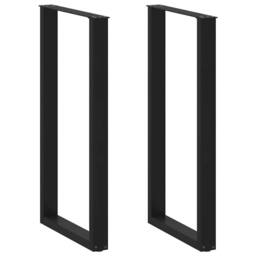 Berkfield Home Coffee Table Legs U-Shaped 2 pcs Black 60x(110-111) cm Steel - thumbnail 2