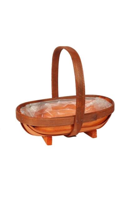 KDMD Stained Softwood Trug Basket 25.5cm x 8.5cm in Brown - Size: 25.5 cm x 8.5 cm - image 1