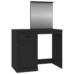 Berkfield Home Dressing Table with Mirror Black 90x50x132.5 cm Engineered Wood - thumbnail 1