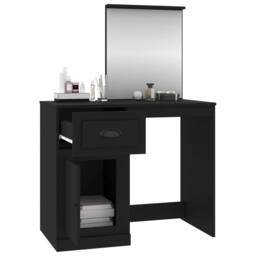 Berkfield Home Dressing Table with Mirror Black 90x50x132.5 cm Engineered Wood - thumbnail 5