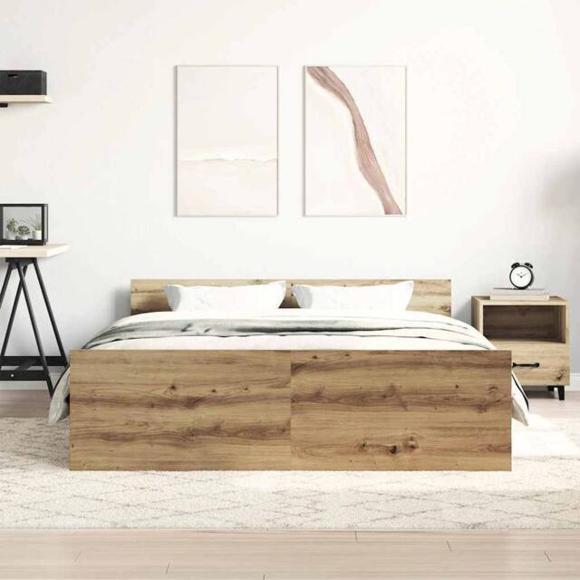 Berkfield Home Durable Bed Frame without Mattress Artisan Oak 120x190cm Engineer in Brown - Size: 120x190 cm - image 1