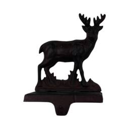 Four Candle Cast Iron Reindeer Christmas Stocking Holder Rustic Brown