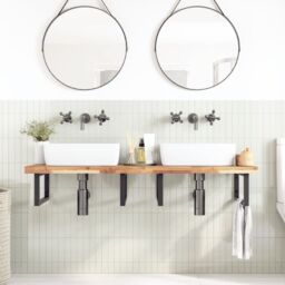 Berkfield Home Bathroom Vanity Top Untreated 140x50x4 cm Solid Wood Acacia in Brown - Size: 140 x 50 x 4 cm - thumbnail 2