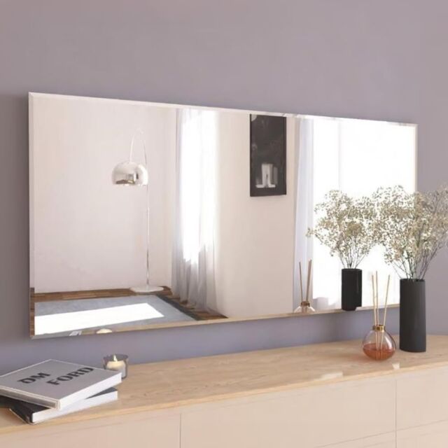 Agenzia 14 Large Art Deco Modern Bevelled Full Length Panel Frame Mirror 174 x 85cm in Silver - Size: 174 x 85 cm - image 1