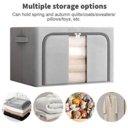 NESTLUNE 4Pcs 66L Folding Storage Box Made of Thick Fabric in Grey - thumbnail 4