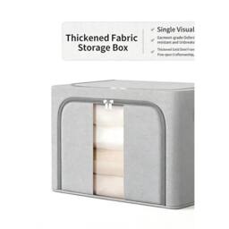 NESTLUNE 4Pcs 66L Folding Storage Box Made of Thick Fabric in Grey - thumbnail 5