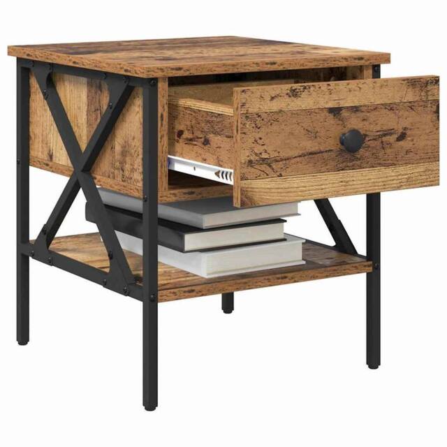 Berkfield Home Traditional Bedside Table Old Wood 40x42x45 cm Engineered Wood in Brown - Size: 40 x 42 x 45 cm - image 1