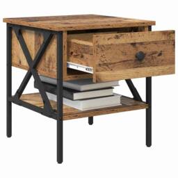 Berkfield Home Traditional Bedside Table Old Wood 40x42x45 cm Engineered Wood in Brown - Size: 40 x 42 x 45 cm - thumbnail 1