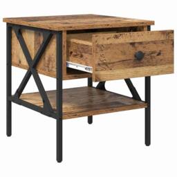Berkfield Home Traditional Bedside Table Old Wood 40x42x45 cm Engineered Wood in Brown - Size: 40 x 42 x 45 cm - thumbnail 5