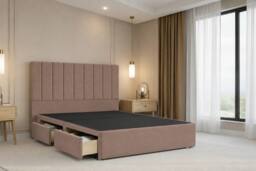 "Nexus Mattresses Ltd Kyoto Plush Divan Bed Base 2 Drawers Same Side - 54"" Headboard in Bronze - Size: Single" - thumbnail 1