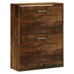 Berkfield Home Shoe Cabinet Smoked Oak 63x24x81 cm Engineered Wood in Brown - Size: 63 x 24 x 81 cm - thumbnail 3