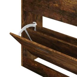 Berkfield Home Shoe Cabinet Smoked Oak 63x24x81 cm Engineered Wood in Brown - Size: 63 x 24 x 81 cm - thumbnail 6