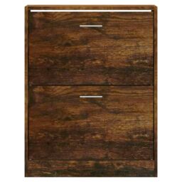 Berkfield Home Shoe Cabinet Smoked Oak 63x24x81 cm Engineered Wood in Brown - Size: 63 x 24 x 81 cm - thumbnail 4