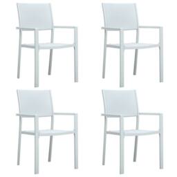 Berkfield Home Garden Chairs 4 pcs White Plastic Rattan Look - thumbnail 2