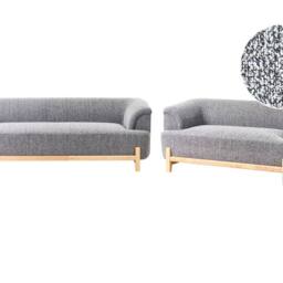 Wyld and Coco 5 Seater Sofa Set Dark Grey Polyester Upholstery Wooden Legs - thumbnail 2