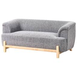 Wyld and Coco 5 Seater Sofa Set Dark Grey Polyester Upholstery Wooden Legs - thumbnail 5