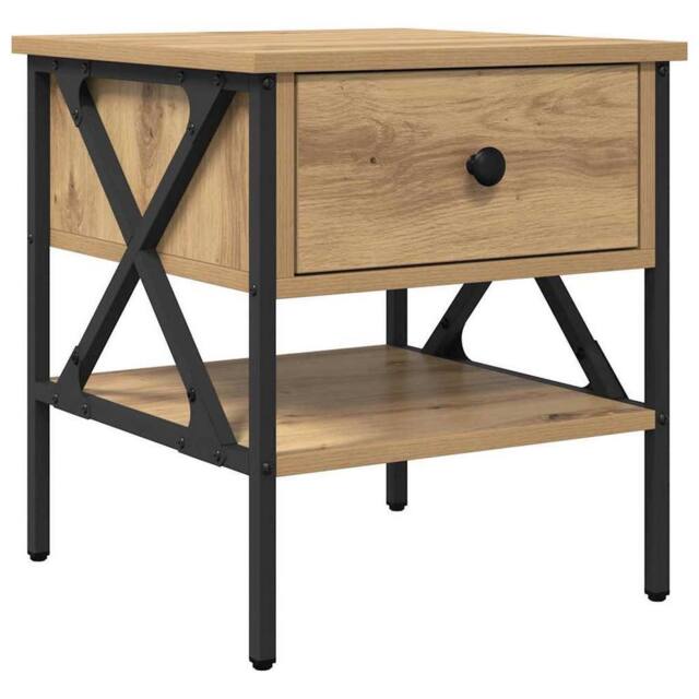 Berkfield Home Bedside Table Artisan Oak 40x42x45 cm Engineered Wood in Beige - Size: 40 x 42 x 45 cm - image 1