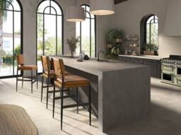 Angel Cerda Leather Stool, Brown Cowhide, Dark Polished Steel Legs in Tan - thumbnail 4