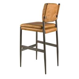 Angel Cerda Leather Stool, Brown Cowhide, Dark Polished Steel Legs in Tan - thumbnail 7