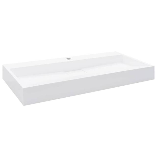Berkfield Home Wash Basin 100x46x11 cm Mineral Cast/Marble Cast White - Size: 100 x 46 x 11 cm - image 1