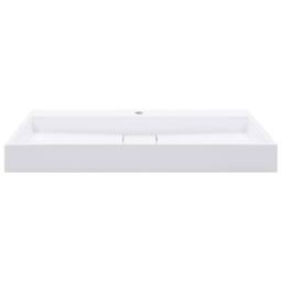 Berkfield Home Wash Basin 100x46x11 cm Mineral Cast/Marble Cast White - Size: 100 x 46 x 11 cm - thumbnail 3