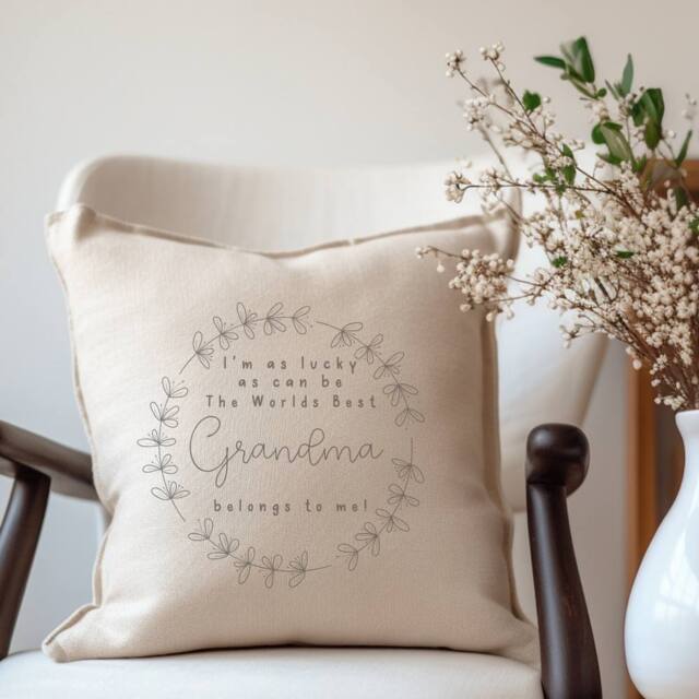 Aye Do Gifts Best Grandma Cushion in Beige - Size: 40 cm x 40 cm - image 1