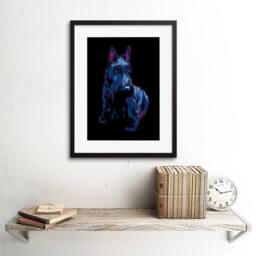 "Wee Blue Coo Painting Scottish Terrier Scottie Dog Puppy 12x16"" Framed Art Print in Blue - Size: W12"" x H16""" - thumbnail 2