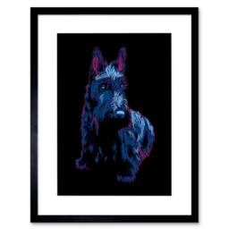 "Wee Blue Coo Painting Scottish Terrier Scottie Dog Puppy 12x16"" Framed Art Print in Blue - Size: W12"" x H16""" - thumbnail 1